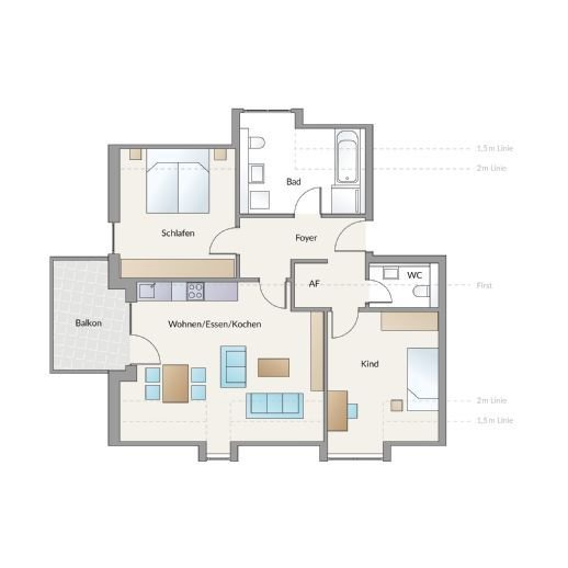 Fertig zum Einzug! Traumhafte Dachgeschoss-3-Zimmer-Wohnung mit Balkon in abgeschlossenem Neubau