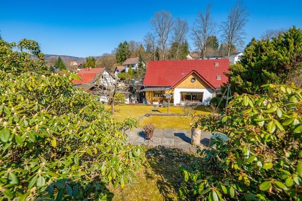 Garten, Blick auf Haus