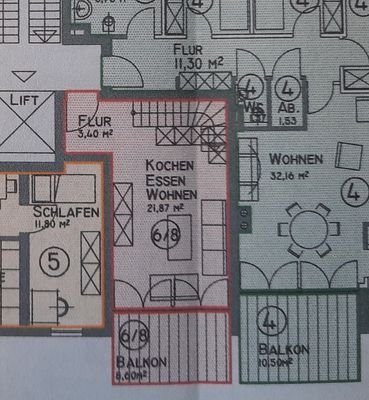 Grundriss Whg 6/8 1 Ebene