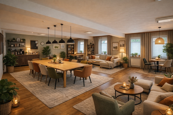 So könnten die Räumlichkeiten im EG demnächst aussehen (mit KI generiert)