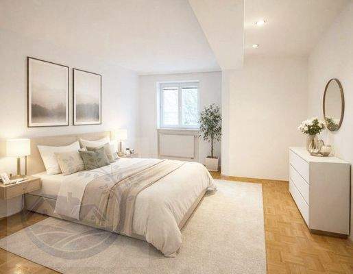 Schlafraum, virtuell möbliert