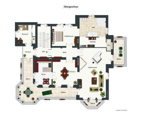 Grundriss OG mit beispielhafter Möblierung
