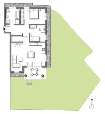 Grundriss W01 - Erdgeschoss (kein Maßstab - Details können abweichen)