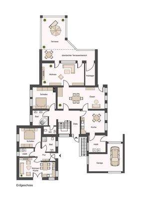 Grundriss Erdgeschoss mit Eigentumswohnung