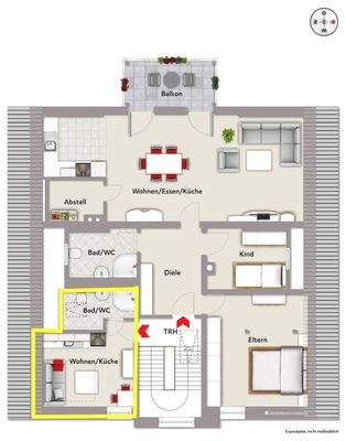 DG und DG-Apartment (gelb umrandet)