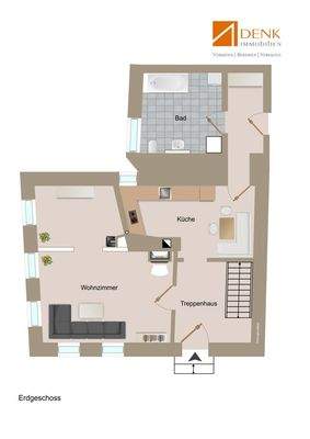 GR Erdgeschoss visuell als 2D Ansicht aufbereitet.