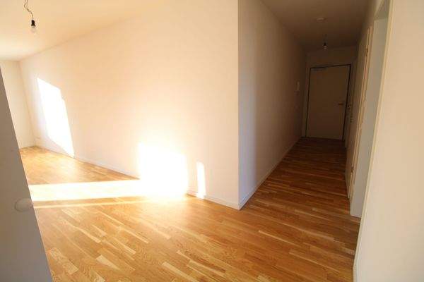 Heller Flur mit Holzboden