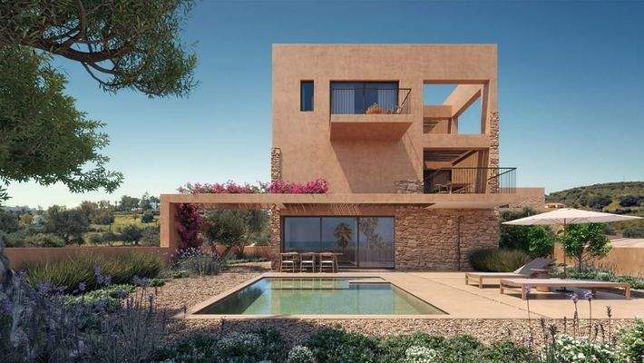 Kreta, Maleme: Neubau - Apartment in Komplex mit erdiger Ästhetik zu verkaufen