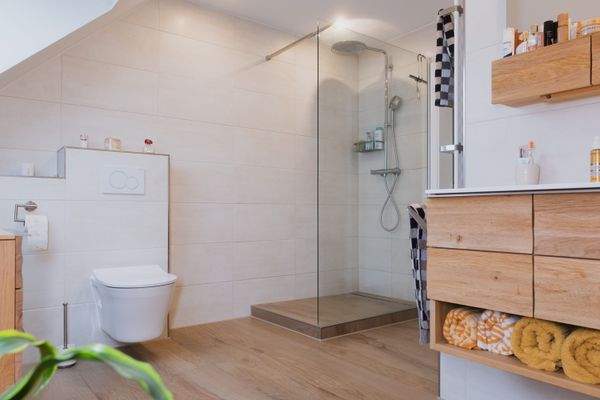 Blick auf die Dusche im Bad ( DG )