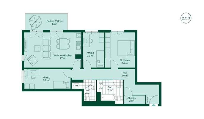 Grundriss der Eigentumswohnung  im Projekt Ahorngä