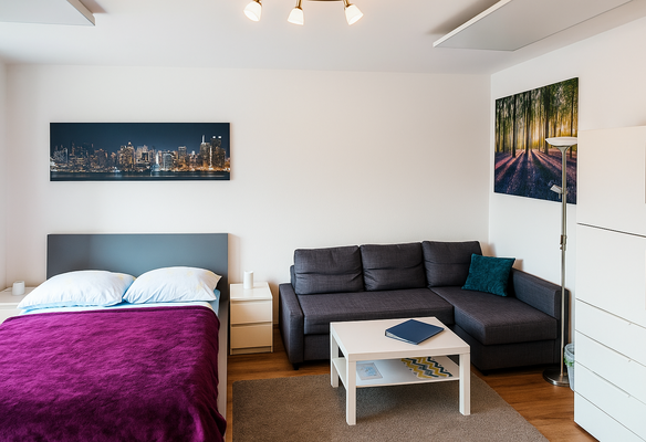 combined living and sleeping area