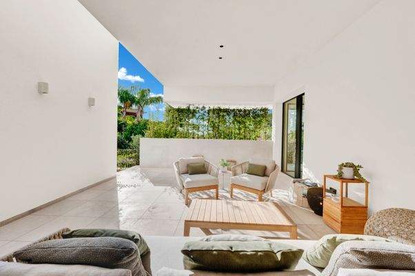 Outside living area in villa in Portals Nous