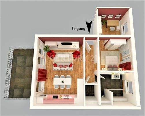 3D Grundriss zur Wohnung 