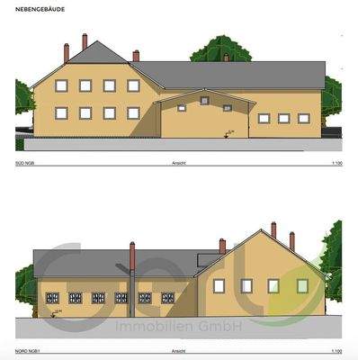 Süd / Nord Ansicht Nebengebäude