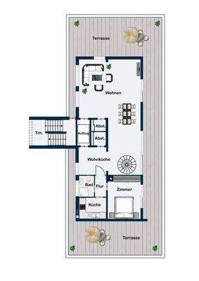 Grundriss Penthouse zweites Geschoss