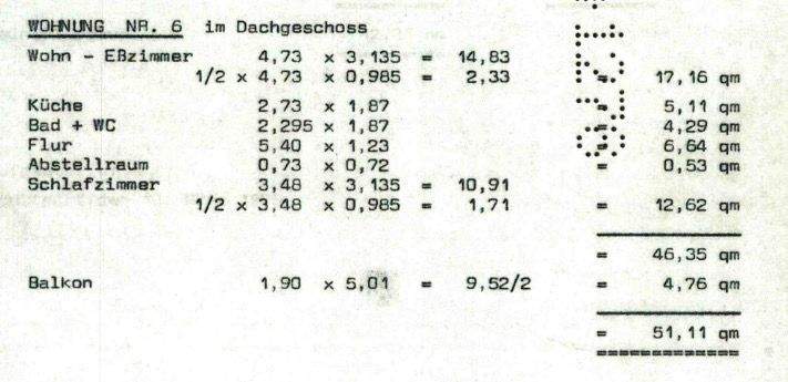 Flächenberechnung aus der Bauakte