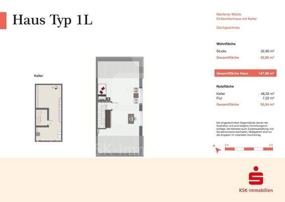 Grundrisse Haus Typ 1L Dachgeschoss+Keller