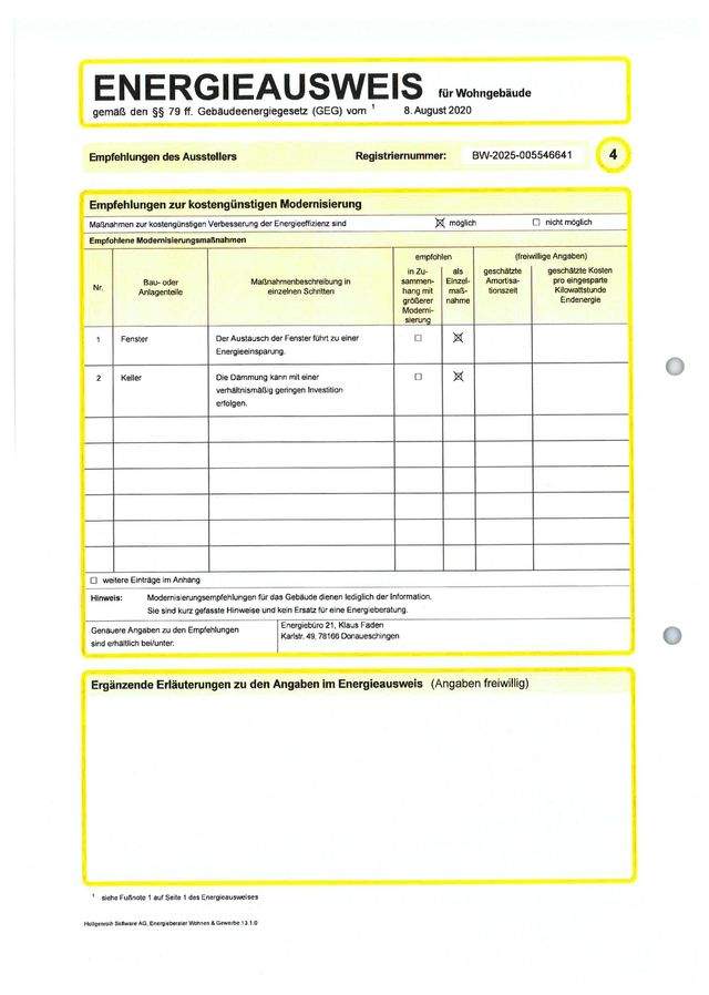 Energieausweis gültig bis 30.01.2035 