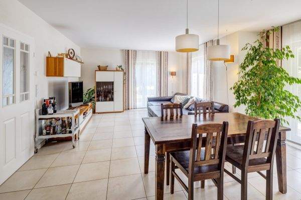 großzügiger Wohnbereich mit Platz für den Essentisch und Couch