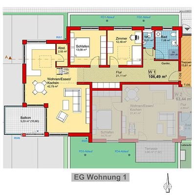 Grundriss Wohnung 1