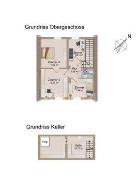 Grundriss Obergeschoss und Teilkeller