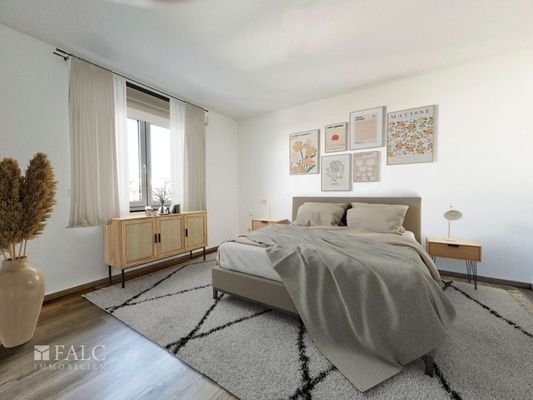 Schlafzimmer virtuell gestaged