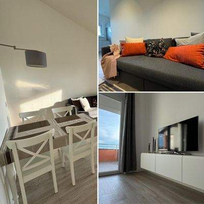 Wohn-Essbereich mit Zugang zum Balkon