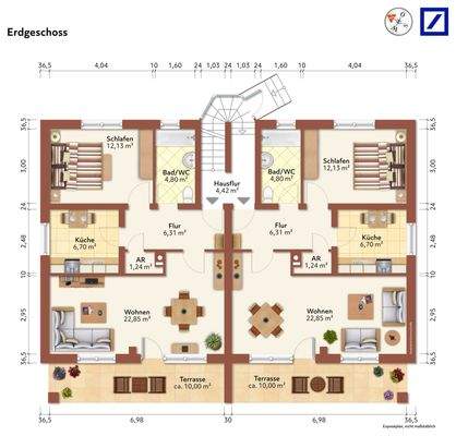 Grundriss Erdgeschoss möbliert