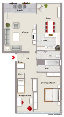 3 ZKB,WC,Loggia ca. 80 m² Wfl.