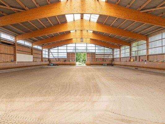 moderne Reithalle (20mx40m)mit französischer Bande