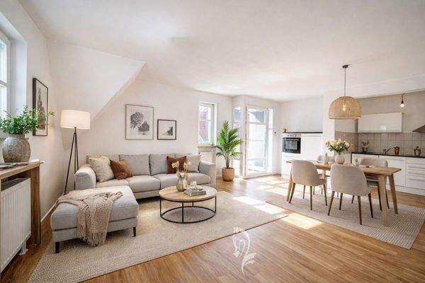 Wohn,-Esszimmer Visualisierung möbliert