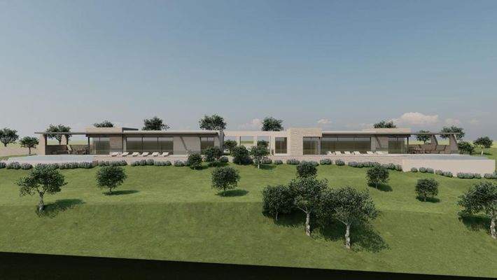 Kreta, Litsarda: Ruhiges Grundstück mit Baugenehmigung und atemberaubender Aussicht auf die Landschaft zu verkaufen