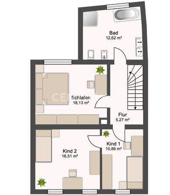 Grundriss vom 1. Obergeschoss