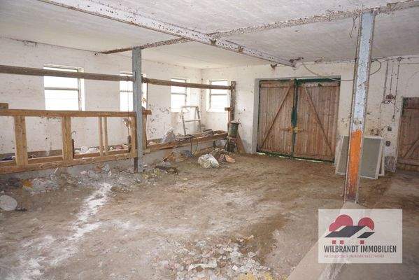 Innenansicht des ehemaligen Kuhstalls