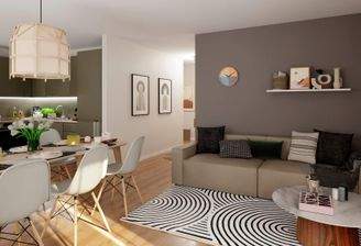 Ein hell erleuchtetes Wohnzimmer