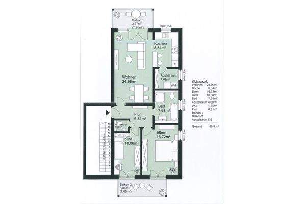 Grundriss u. Wohnfläche(ohne Gewähr)