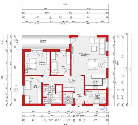 Grundriss Wohnfläche 