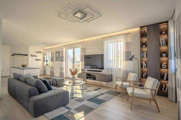 Wohnzimmer digital möbliert