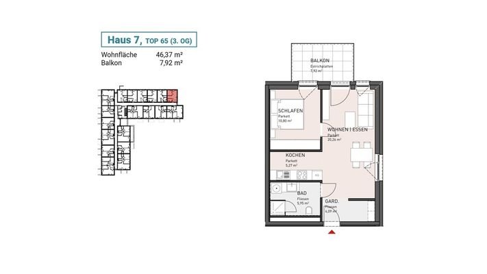 Haus 7, Top 65 (3. OG)