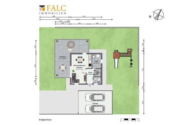 Erdgeschoss mit geplanter Außenanlage