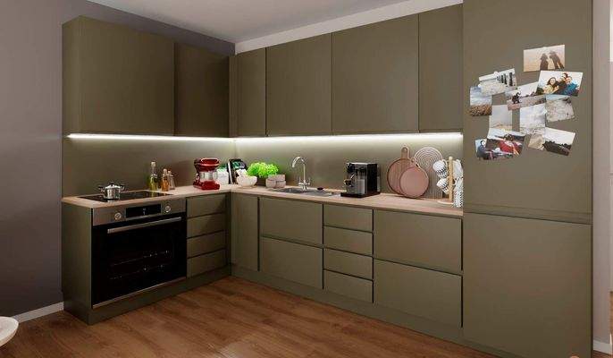 Die offene Wohnküche lädt zu gemeinsamen Mahlzeite