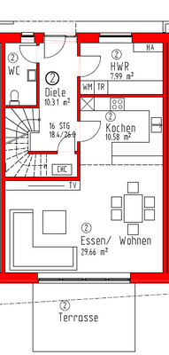 Grundriss Haus A mitte EG