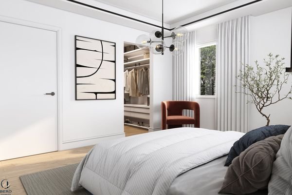 Schlafzimmer m. begehbarem Schrankraum-Visualisierung
