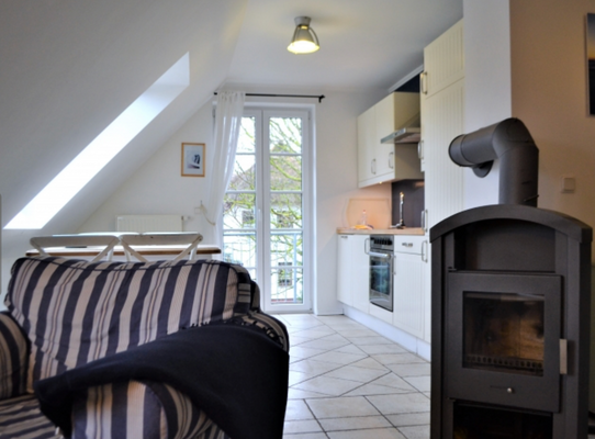 Wohnzimmer m. Kamin : FEWO Nr. 3