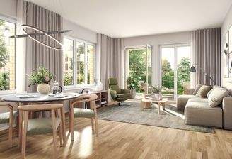 lichtdurchflutetes Wohnzimmer