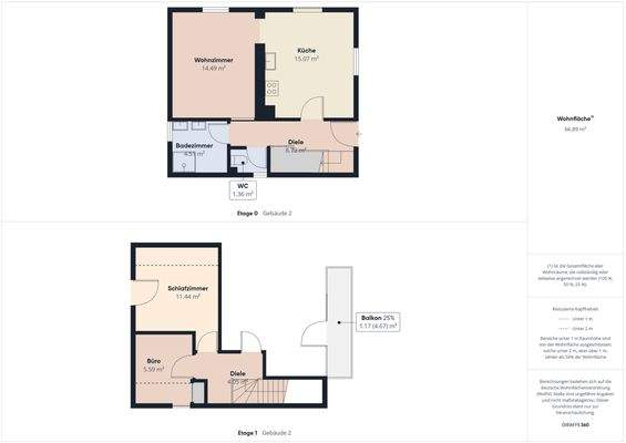 Wohnungsplan mit Maßen