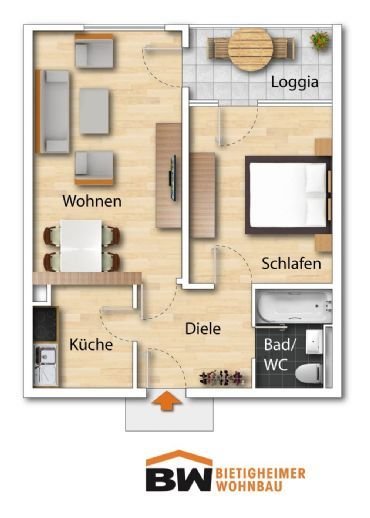Wohnung sucht Kapitalanleger: vermietete 2-Zimmer Wohnung in Bietigheim-Bissingen