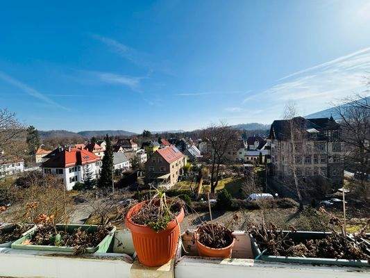 Ausblick vom großen Balkon der Wohnung 1