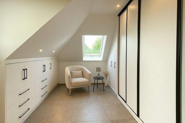 Eins von drei  Kinderzimmern. Teilansicht. EB-Schränke sind inklu.