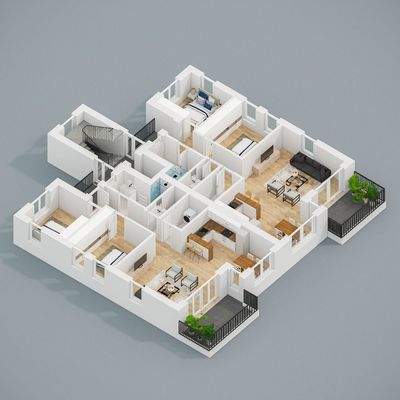 Grundriss Visualisierung 1. Obergeschoss 2